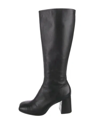 Pre-owned Reformation Leather Boots In Black