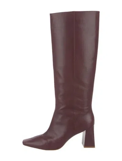 Pre-owned Reformation Leather Boots In Burgundy