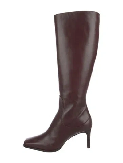 Pre-owned Reformation Leather Boots In Burgundy