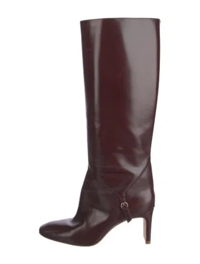 Pre-owned Reformation Leather Boots In Burgundy