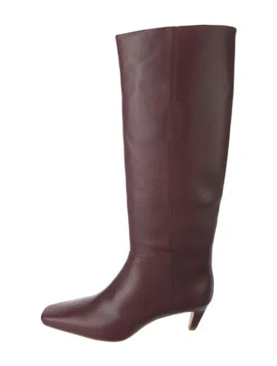 Pre-owned Reformation Leather Boots In Burgundy