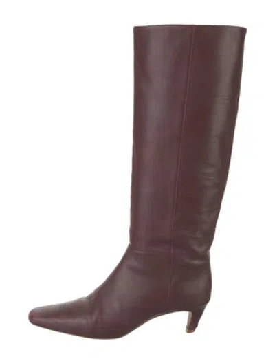 Pre-owned Reformation Leather Boots In Burgundy