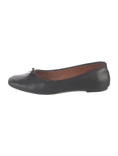 Pre-owned Reformation Leather Bow Accents Ballet Flats In Black
