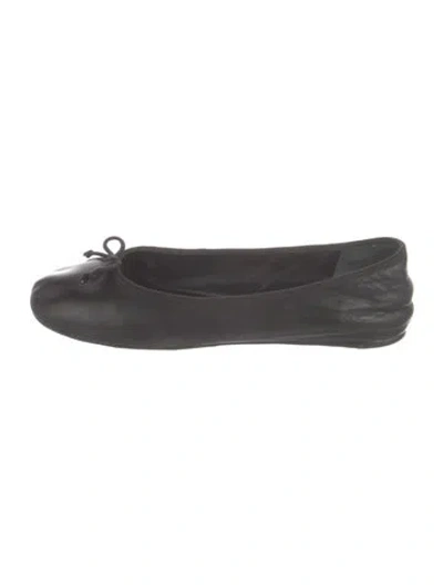 Pre-owned Reformation Leather Bow Accents Ballet Flats In Grey