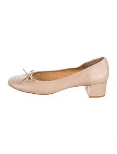 Pre-owned Reformation Leather Bow Accents Pumps In Neutral