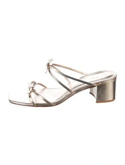 Pre-owned Reformation Leather Bow Accents Slides