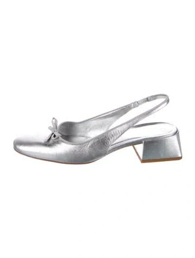 Pre-owned Reformation Leather Bow Accents Slingback Pumps