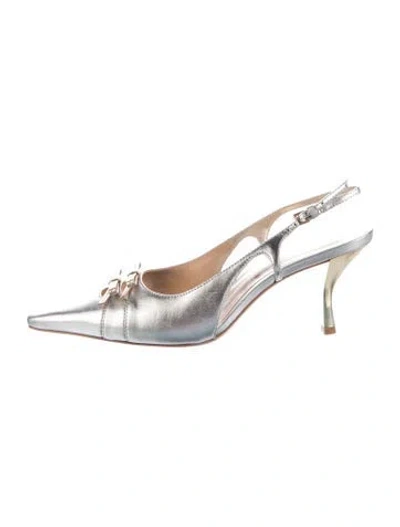 Pre-owned Reformation Leather Bow Accents Slingback Pumps