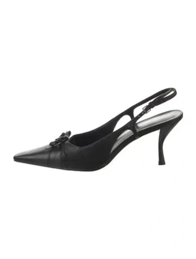 Pre-owned Reformation Leather Bow Accents Slingback Pumps In Black