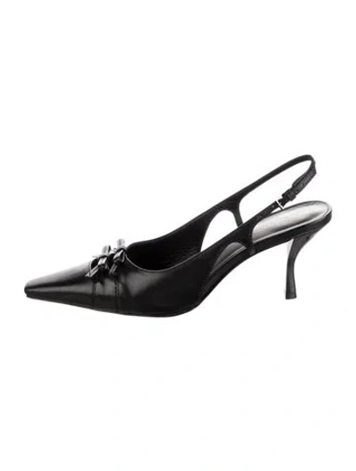 Pre-owned Reformation Leather Bow Accents Slingback Pumps In Black