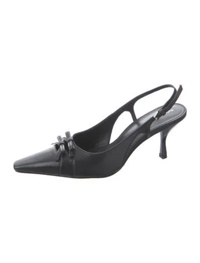 Pre-owned Reformation Leather Bow Accents Slingback Pumps In Black