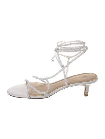 Pre-owned Reformation Leather Braided Accents Gladiator Sandals In White