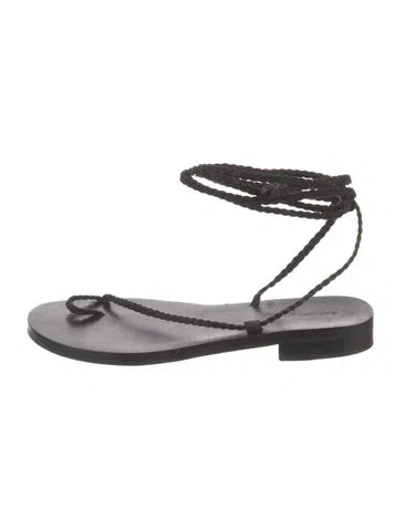 Pre-owned Reformation Leather Braided Accents Sandals In Black