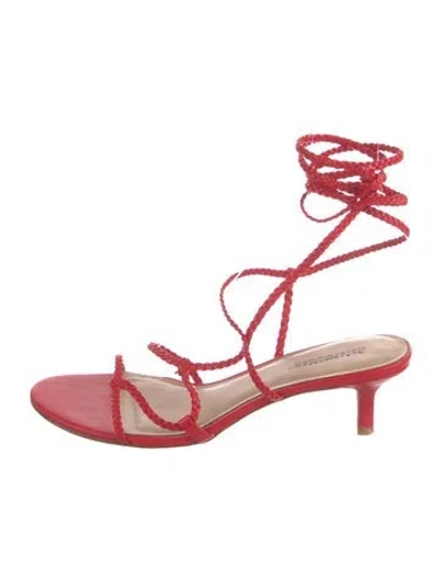 Pre-owned Reformation Leather Braided Accents Sandals In Red