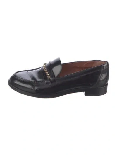 Pre-owned Reformation Leather Chain-link Accents Loafers In Black