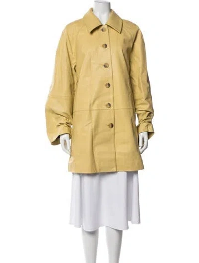 Pre-owned Reformation Leather Coat In Yellow
