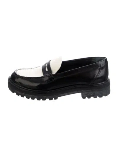 Pre-owned Reformation Leather Colorblock Pattern Loafers In Black