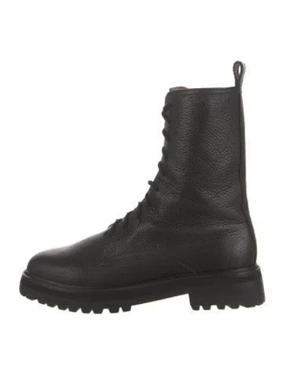Pre-owned Reformation Leather Combat Boots In Black