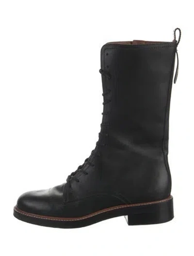 Pre-owned Reformation Leather Combat Boots In Black