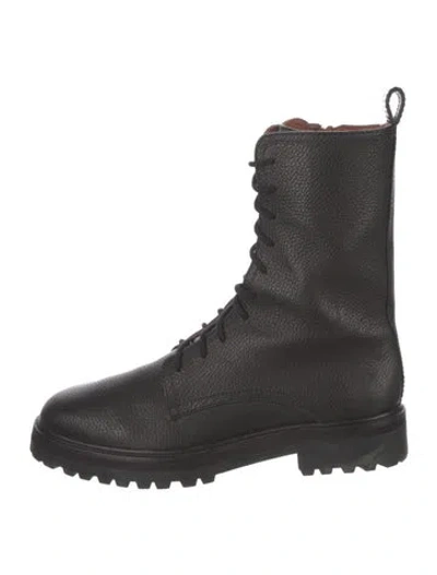 Pre-owned Reformation Leather Combat Boots In Black