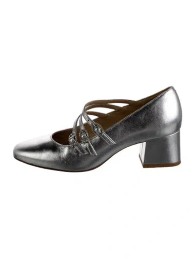 Pre-owned Reformation Leather Crystal Embellishments Pumps In Metallic/silver