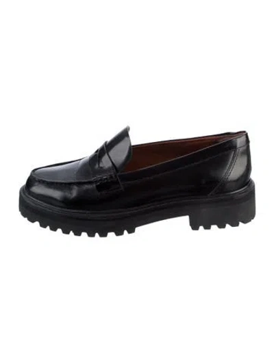 Pre-owned Reformation Leather Cutout Accent Loafers In Black