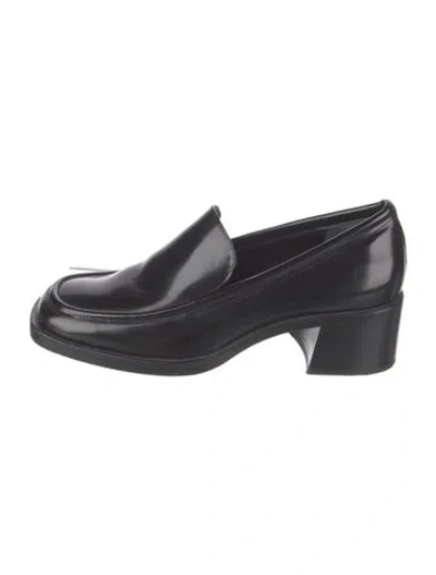 Pre-owned Reformation Leather Cutout Accent Loafers In Black