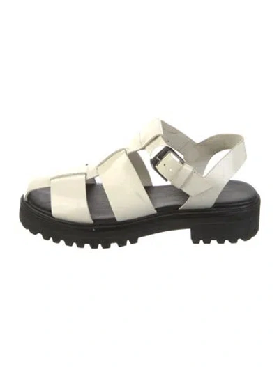 Pre-owned Reformation Leather Cutout Accent Slingback Sandals In White