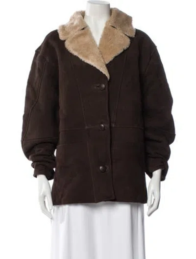 Pre-owned Reformation Leather Faux Fur Coat W/ Tags In Brown