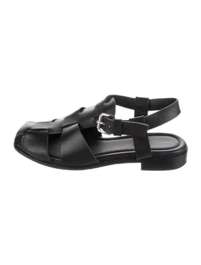 Pre-owned Reformation Leather Flats In Black