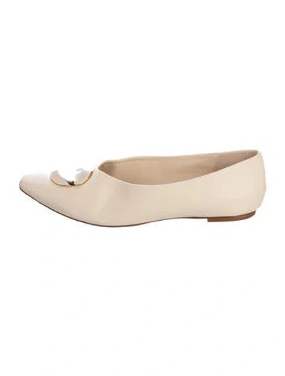 Pre-owned Reformation Leather Flats In Neutral