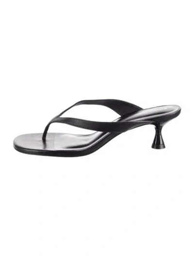 Pre-owned Reformation Leather Flip Flops In Black