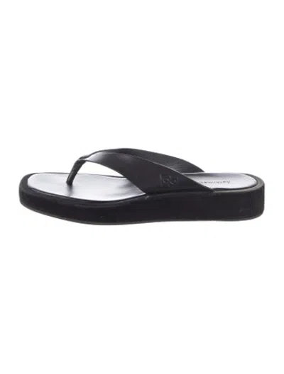 Pre-owned Reformation Leather Flip Flops In Black