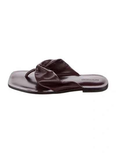 Pre-owned Reformation Leather Flip Flops In Brown