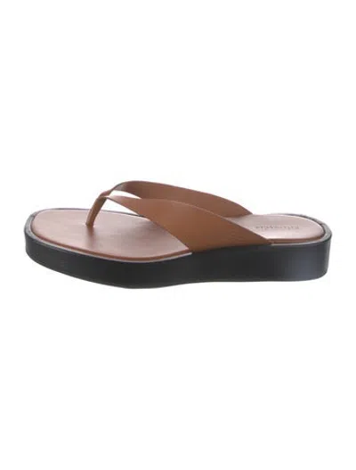 Pre-owned Reformation Leather Flip Flops In Brown