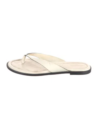 Pre-owned Reformation Leather Flip Flops In Neutrals