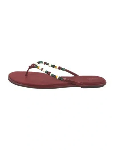 Pre-owned Reformation Leather Flip Flops In Red