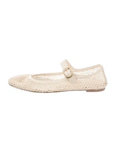 Pre-owned Reformation Leather Lace Pattern Ballet Flats In Neutral