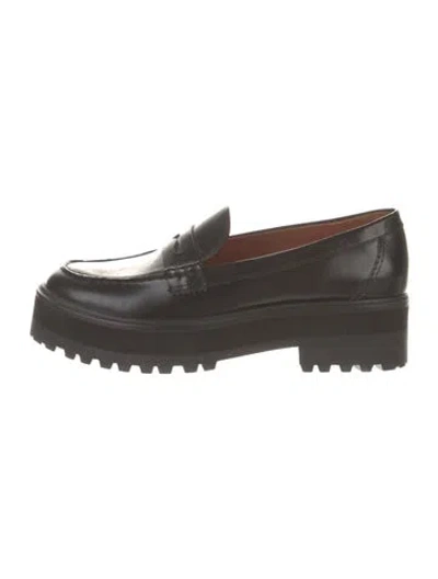 Pre-owned Reformation Leather Loafers In Black