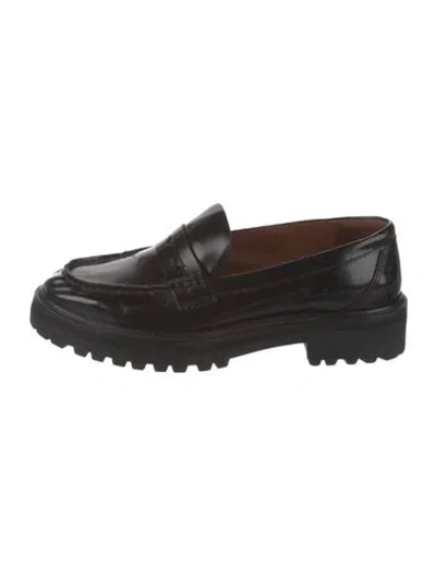 Pre-owned Reformation Leather Loafers In Black