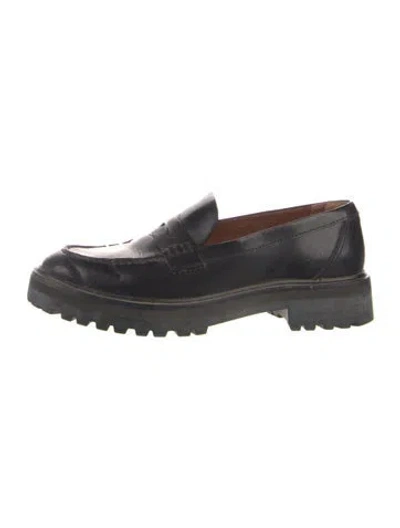 Pre-owned Reformation Leather Loafers In Black