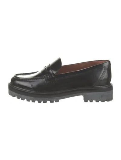 Pre-owned Reformation Leather Loafers In Black
