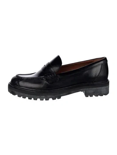 Pre-owned Reformation Leather Loafers In Black