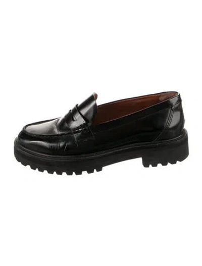 Pre-owned Reformation Leather Loafers In Black