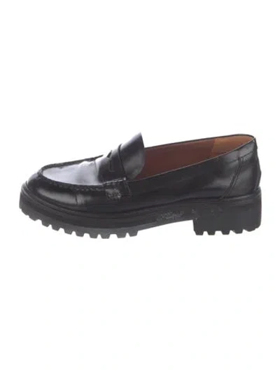 Pre-owned Reformation Leather Loafers In Black
