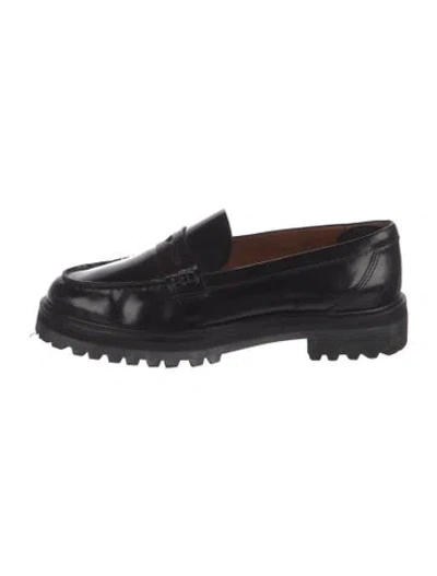Pre-owned Reformation Leather Loafers In Black