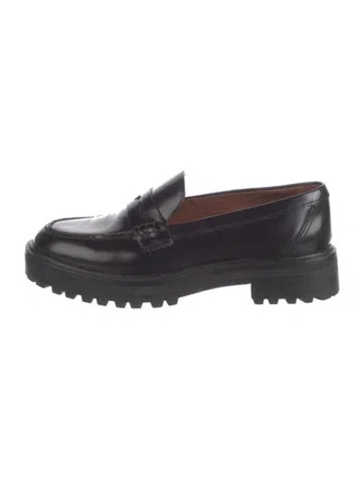 Pre-owned Reformation Leather Loafers In Black/blue