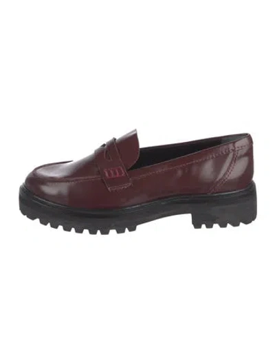 Pre-owned Reformation Leather Loafers In Burgundy