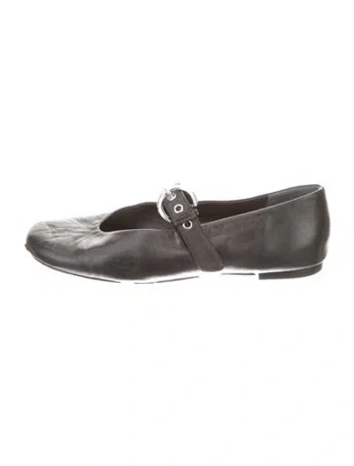 Pre-owned Reformation Leather Mary Jane Flats In Black
