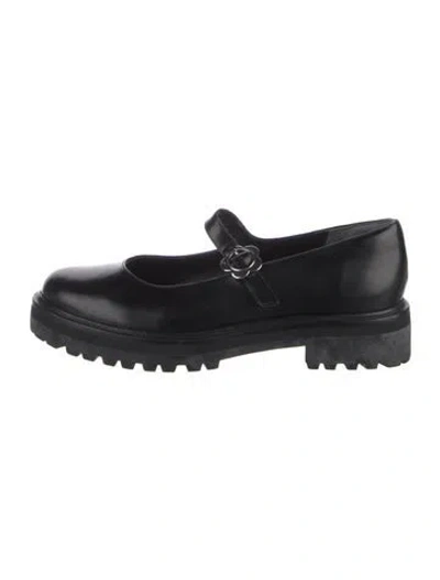 Pre-owned Reformation Leather Mary Jane Flats In Black